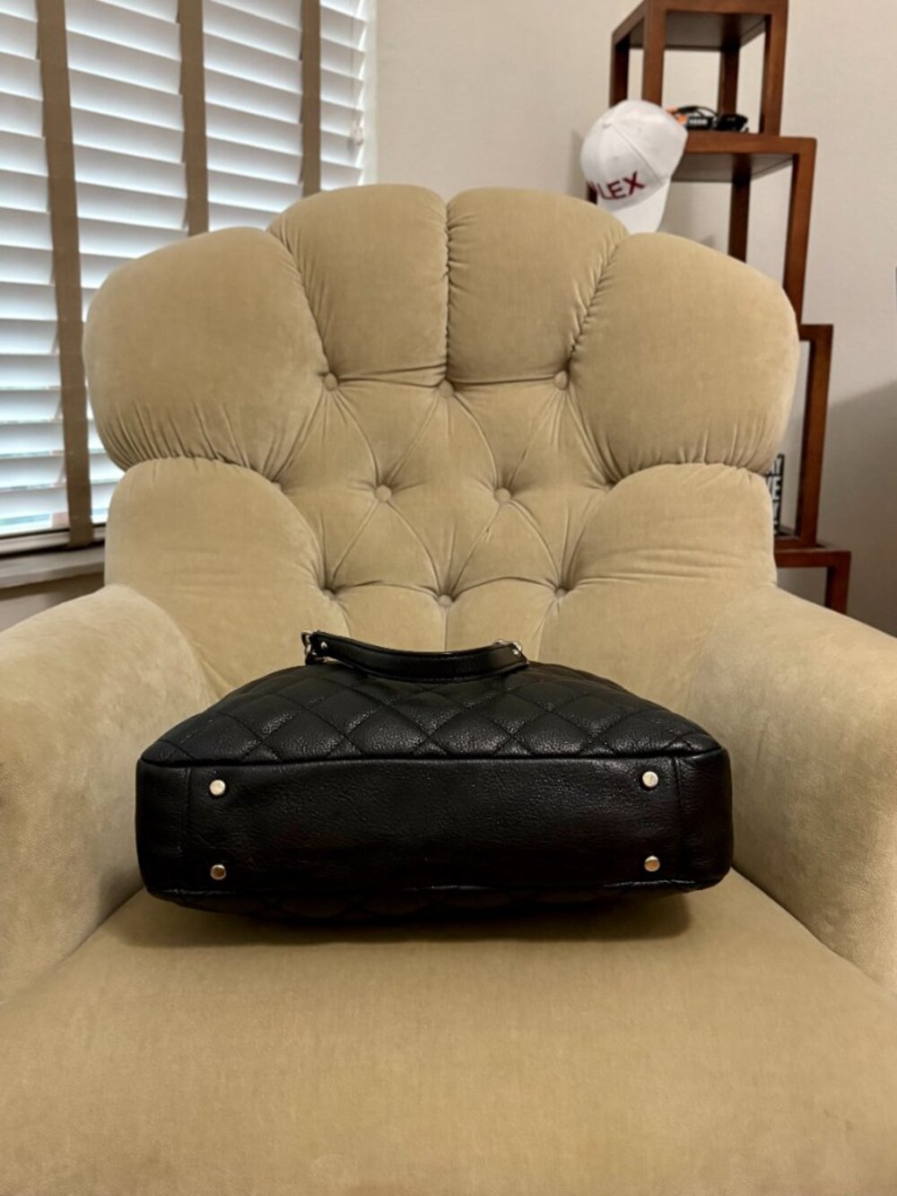 VTG Auth KATE SPADE Large Diamond Quilted Leather Shopper Tote Satchel Bag - Picture 6 of 7